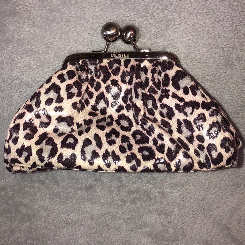 UNLISTED by Kenneth Cole Leopard Print Kiss-Lock Clutch - Pink/Black